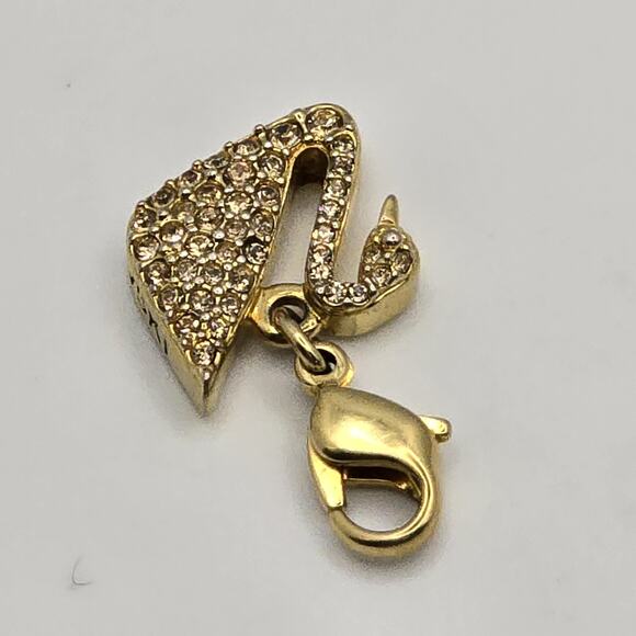 Swarovski Bracelet Gold Clip Charm Pendant Dorinda Swan Shape Pave Crystals - Picture 7 of 10